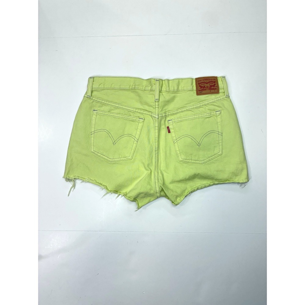 Sold.   Levis 501 High Rise Denim Shorts Neon Lime Green